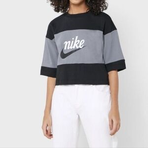 Nike Black and Gray Crop Top